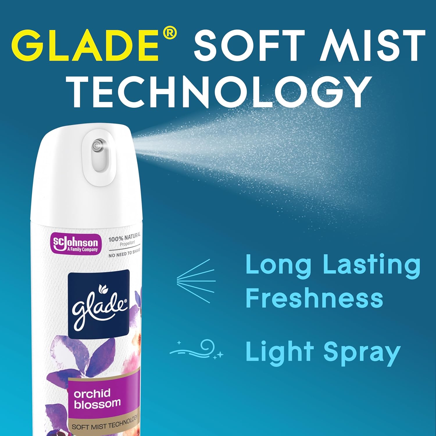 Glade Odor Fighting Soft Mist Air Freshener Room Spray, Orchid Blossom, 7.3oz., 1 count