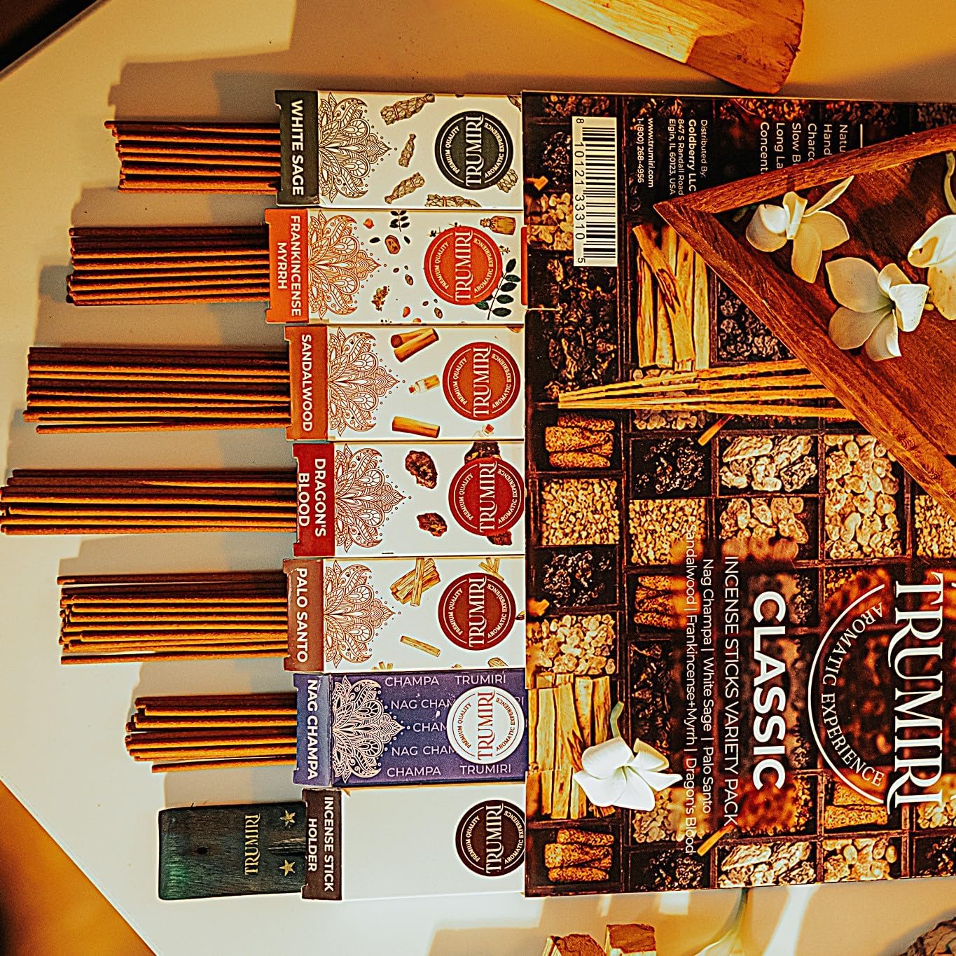 Classic Incense Sticks - Total 120 Insence-Sticks (20 Insense x 6 Inscents) - Inciensos Aromaticos Para La Casa Incents with Nag Champa Sage Palo Santo Frankincense Sandalwood Inscents-Sticks + Holder