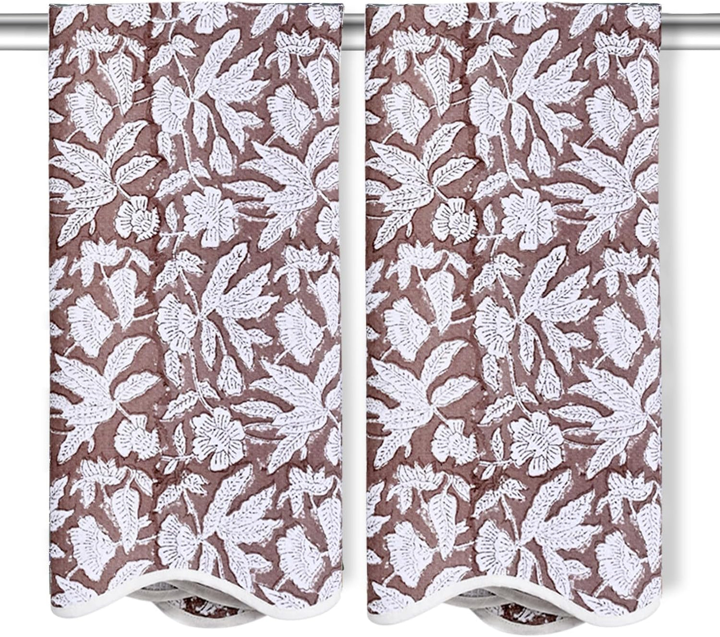 Ridhi Block Print Oak Brown Cotton Spa/Beach Towel 27"x54" Set of 2 Handmade Beach Towel, Quick Dry Turkish Style Bath, Soft Absorbent Luxury Towel for Home, Gym & Spa, Hair Drying