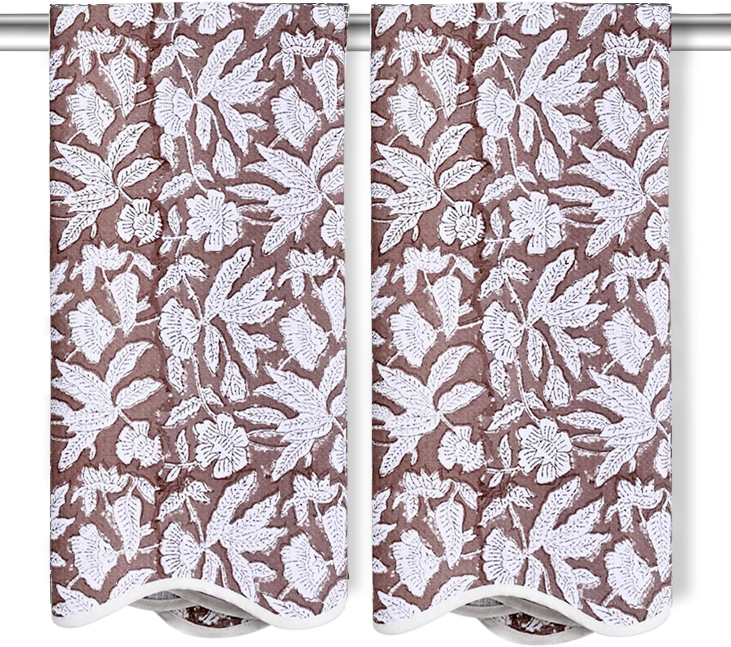 Ridhi Block Print Oak Brown Cotton Spa/Beach Towel 27"x54" Set of 2 Handmade Beach Towel, Quick Dry Turkish Style Bath, Soft Absorbent Luxury Towel for Home, Gym & Spa, Hair Drying