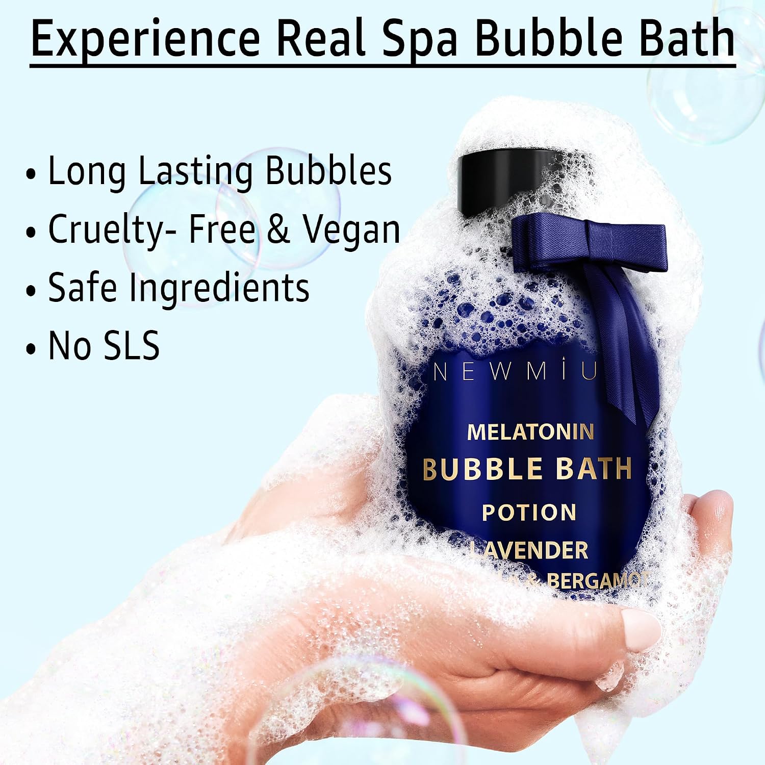 Deep Sleep Melatonin Bubble Bath - Long Lasting Foaming Bubbles - Moisturizing - Lavender Chamomile Bergamot - Relaxing Stress Relief - Calming Self Care Spa Gift for Birthday Christmas