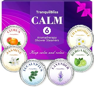 TranquilBliss Shower Steamers, 6 Pack Shower Tablets with Natural Fragrance, Self Care & Relaxation, Mother's Day, Individually Packaged, Valentine's Day Shower Steamers for Women