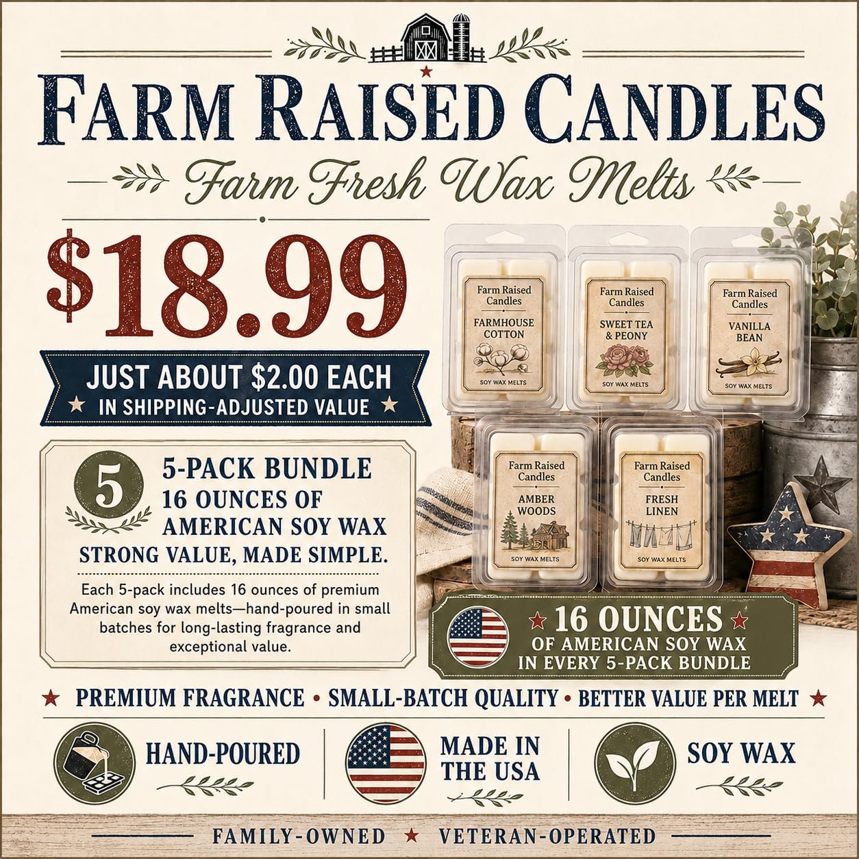 Resort Spa Soy Wax Melts, 5 Pack, 16 oz | 5 hotel & spa inspired scents • 16 oz total • 30 cubes • USA-grown soy wax