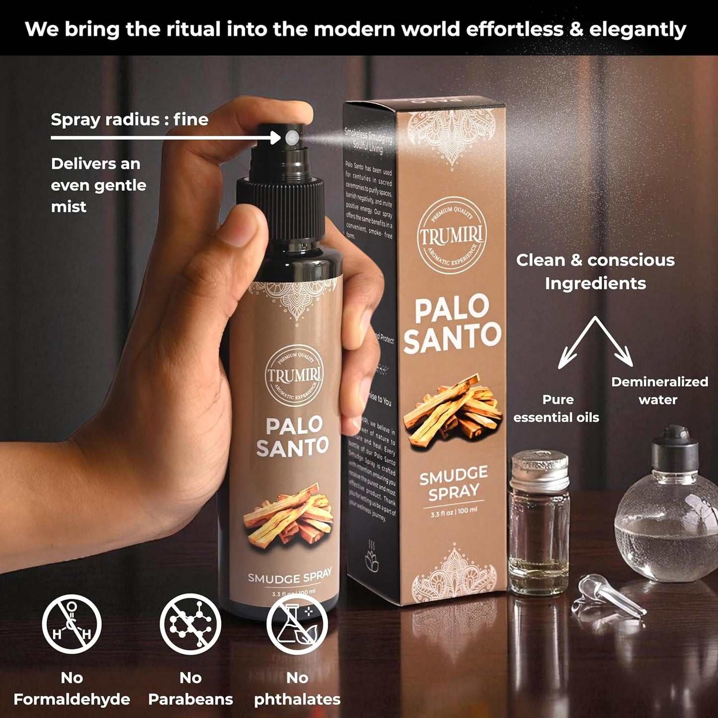 Palo Santo Spray For Negative Energy Cleansing Of Home - Non Toxic Natural Room Spray Made With Palo Santo Essential Oil - Safe Body Mist For Smudge Kit