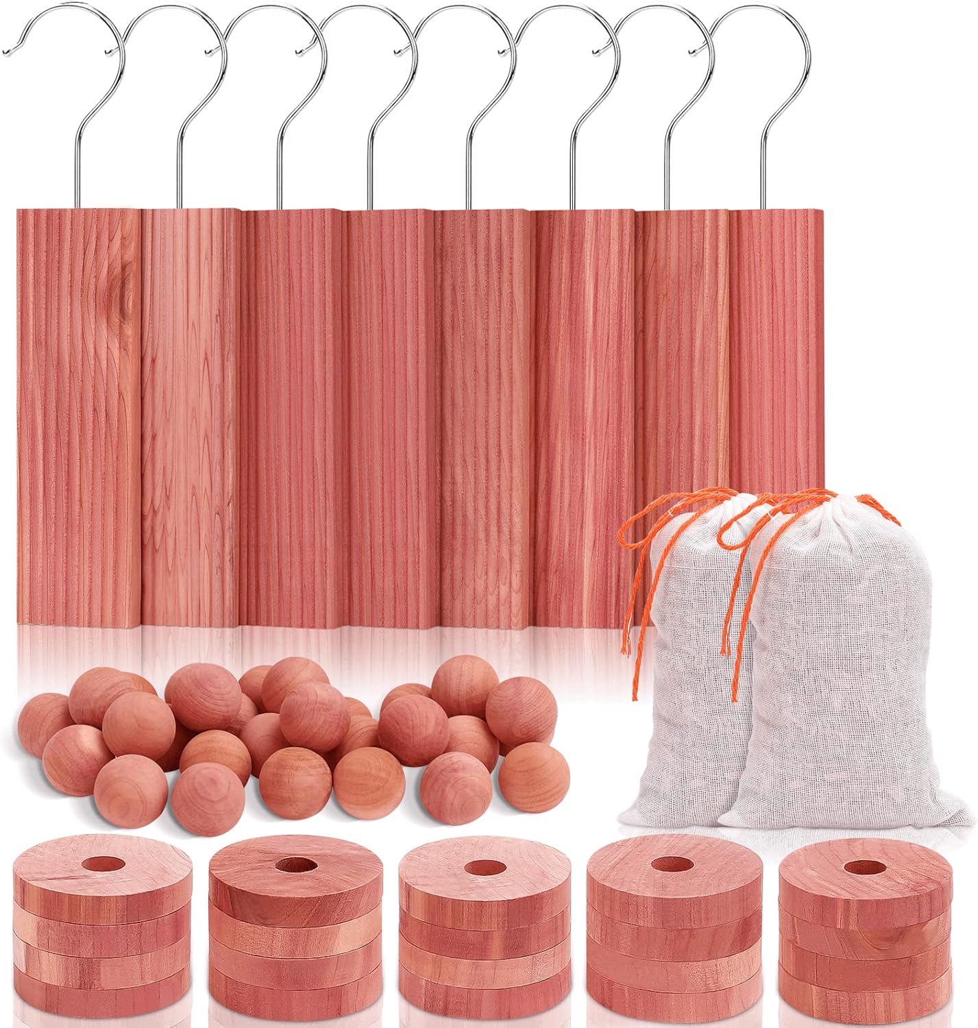 Homode Cedar Blocks for Clothes Storage, Set of 60, Cedar Chips & Sachets - Aromatic Cedar Wood Balls for Closets, Drawers, Fresh Essentials