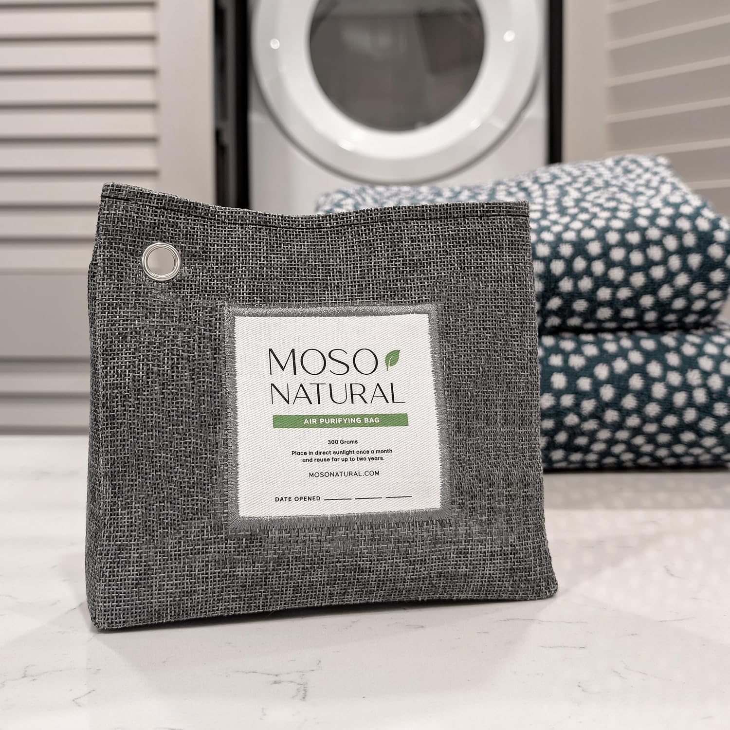 Moso Natural Air Purifying Bag 300g, Premium Charcoal Odor Absorber & Deodorizer for Closets, Bathrooms & Small Spaces — Lasts 2 Years, Pet Odor Eliminator for Home, Unscented Bamboo Charcoal Bag