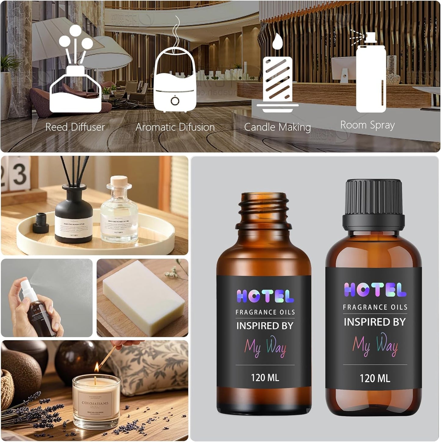 Hotel Collection Diffuser Oil Inspired by 5-Star Hotel Ritz-C, Essential Oils for Diffusers Waterless Essential Oil