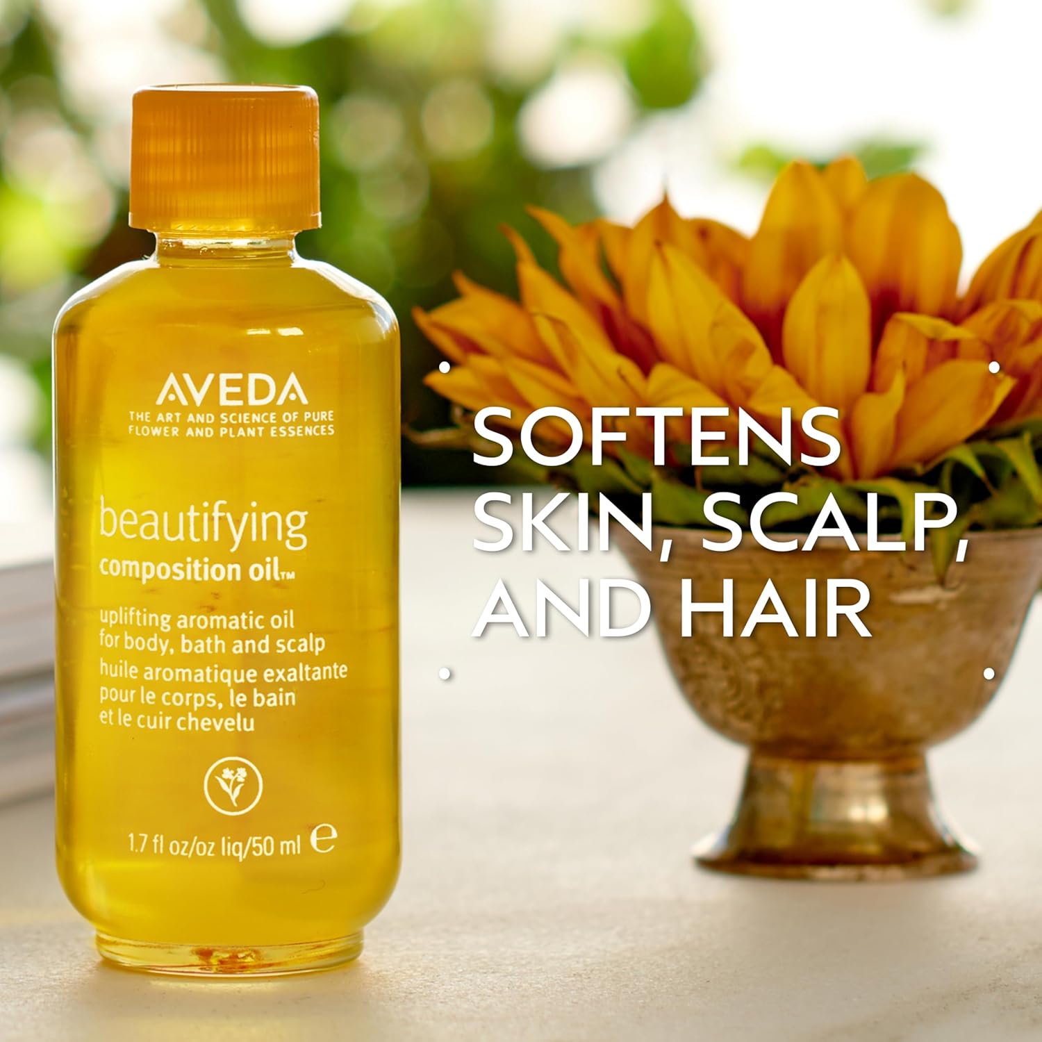 Aveda Beautifying Composition Oil | Bath, Body & Scalp | with Certified Organic Safflower & Olive Oil | Aroma of Certified Organic Rosemary, Lavender, Bergamot, 1.7 Fl Oz