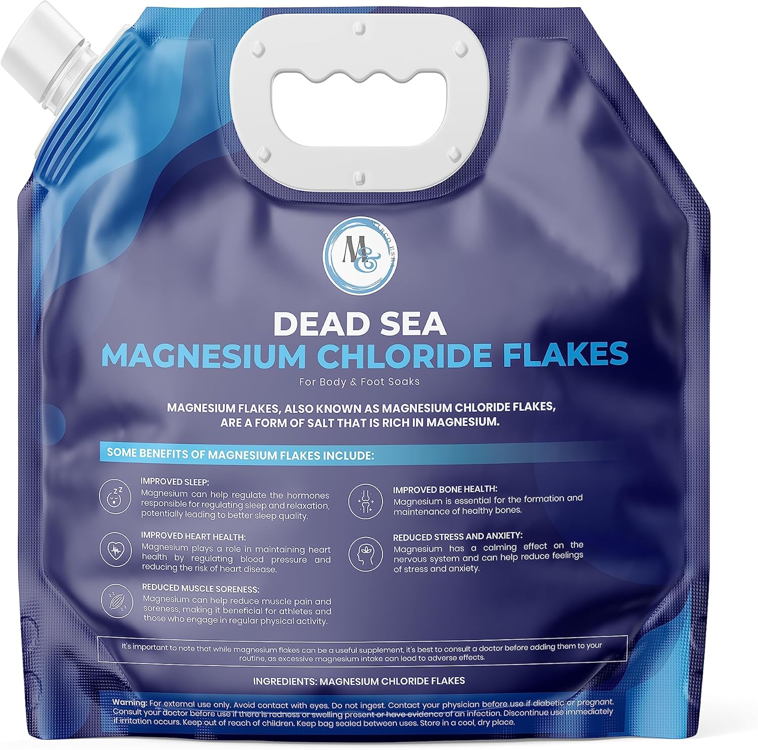 Dead Sea Magnesium Flakes Bath Salts for Soaking & Foot Soak - Natural Pure Chloride Supplement - Unscented Epsom Salt Alternative - Muscle Relief, Skin Nourishing & Better Sleep