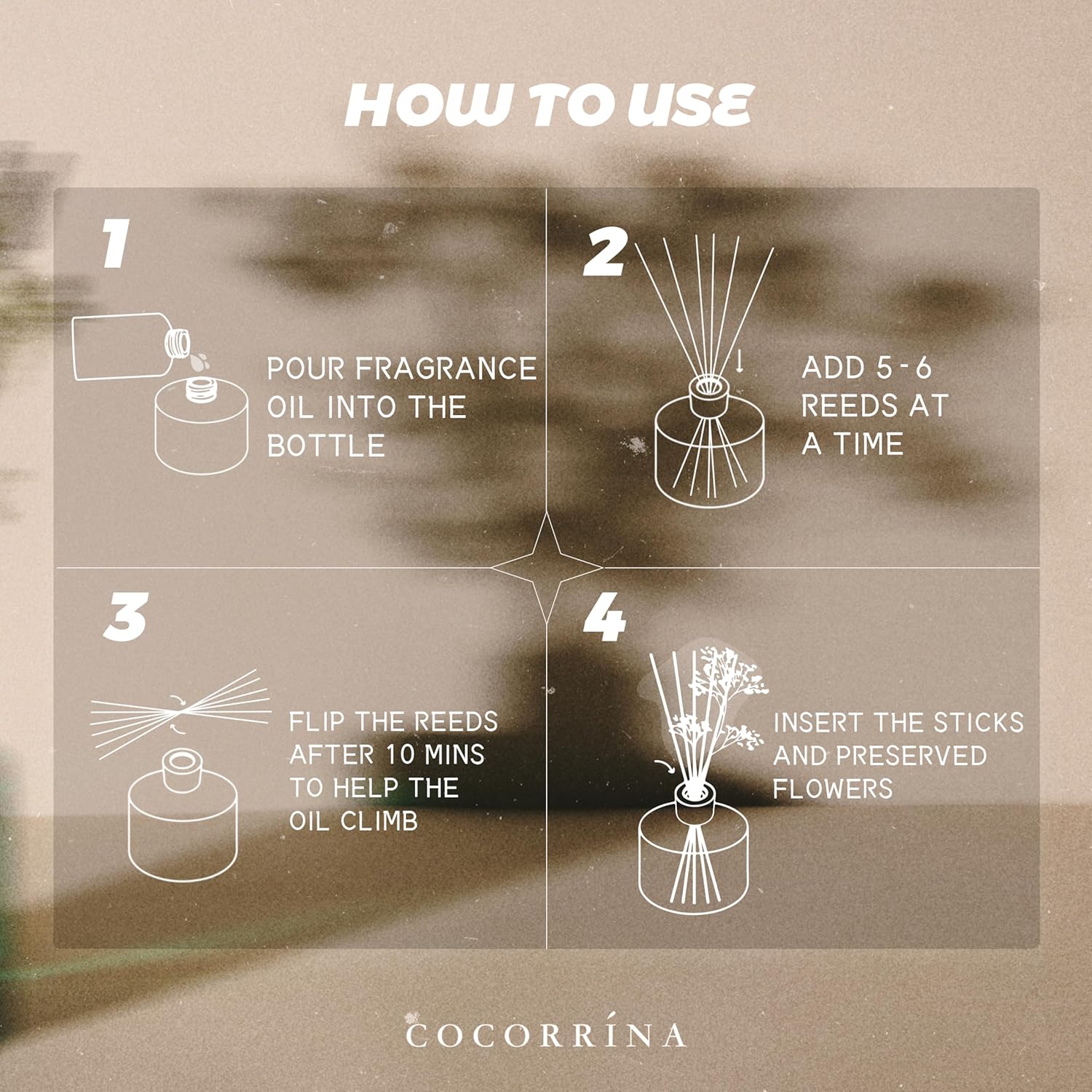 COCORRÍNA Refill - Sandalwood Rose 6.7 Fl.oz Reed Diffuser Refill with 8 Sticks