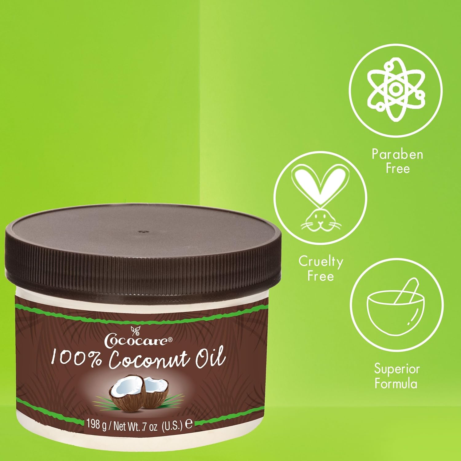 Cococare 100% Coconut Oil 7 Oz - Coconut Oil for Skin and Hair