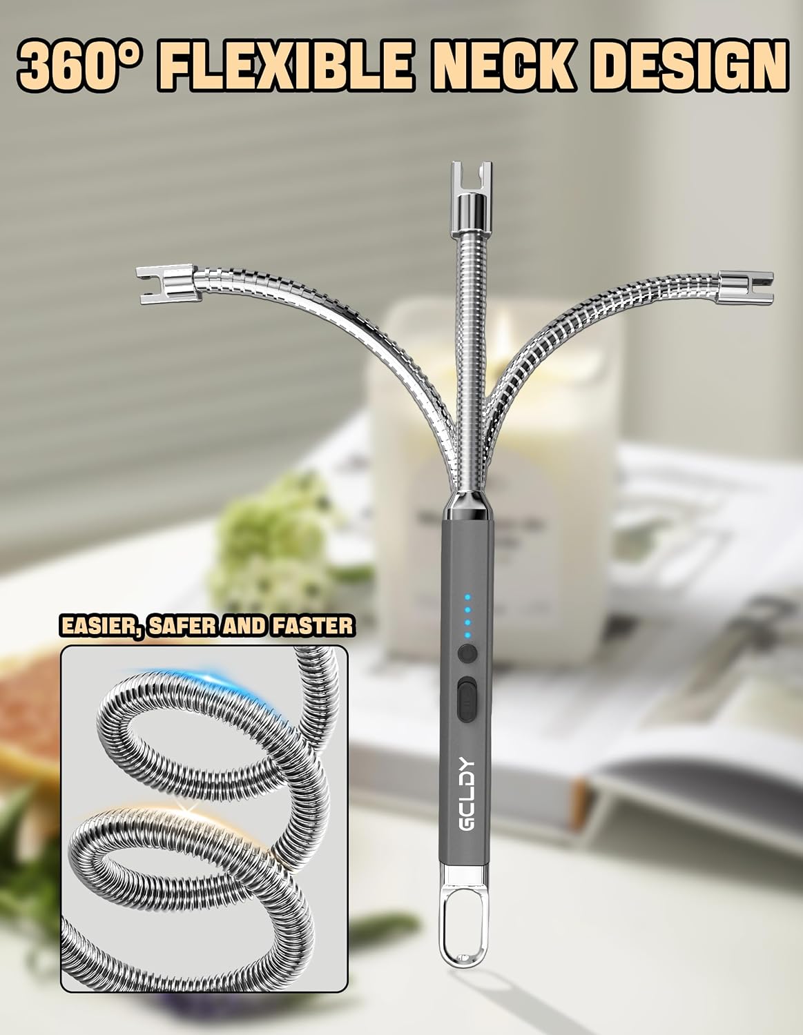 Electric Candle Lighter, Best Stocking Stuffers 2025 for Women Men Adults, Birthday Gift for Women Wife Mom Sister Nana Men, Long Rechargeable Lighter for Candle Grill Home Kitchen BBQ Camping