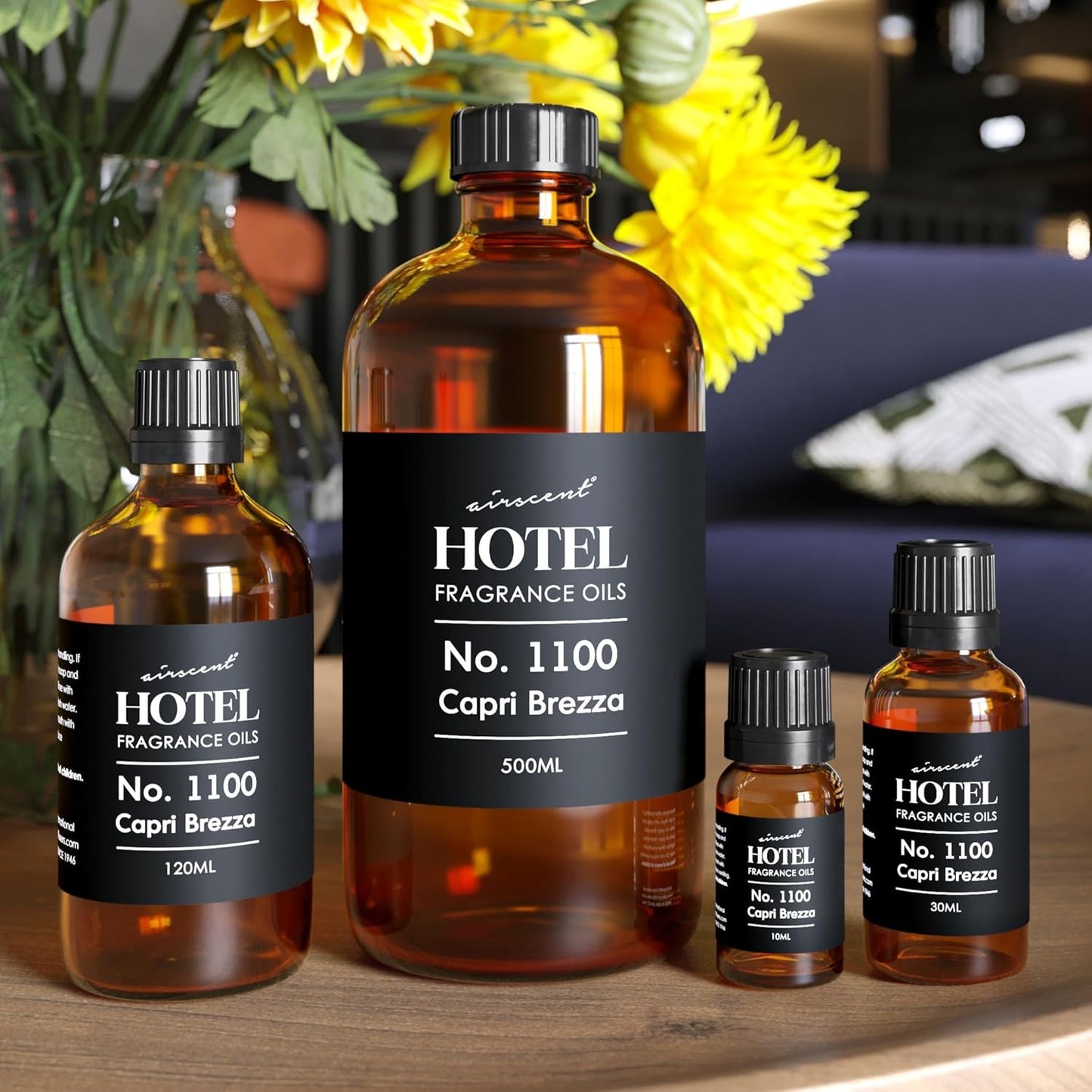 AirScent Capri Brezza Diffuser Oil No. 1100 - Grapefruit Pineapple Mango - Volcano-Inspired Fragrance Oil for Ultrasonic and Waterless Diffusers and Crafting - 120 mL, 4 fl oz Glass Bottle