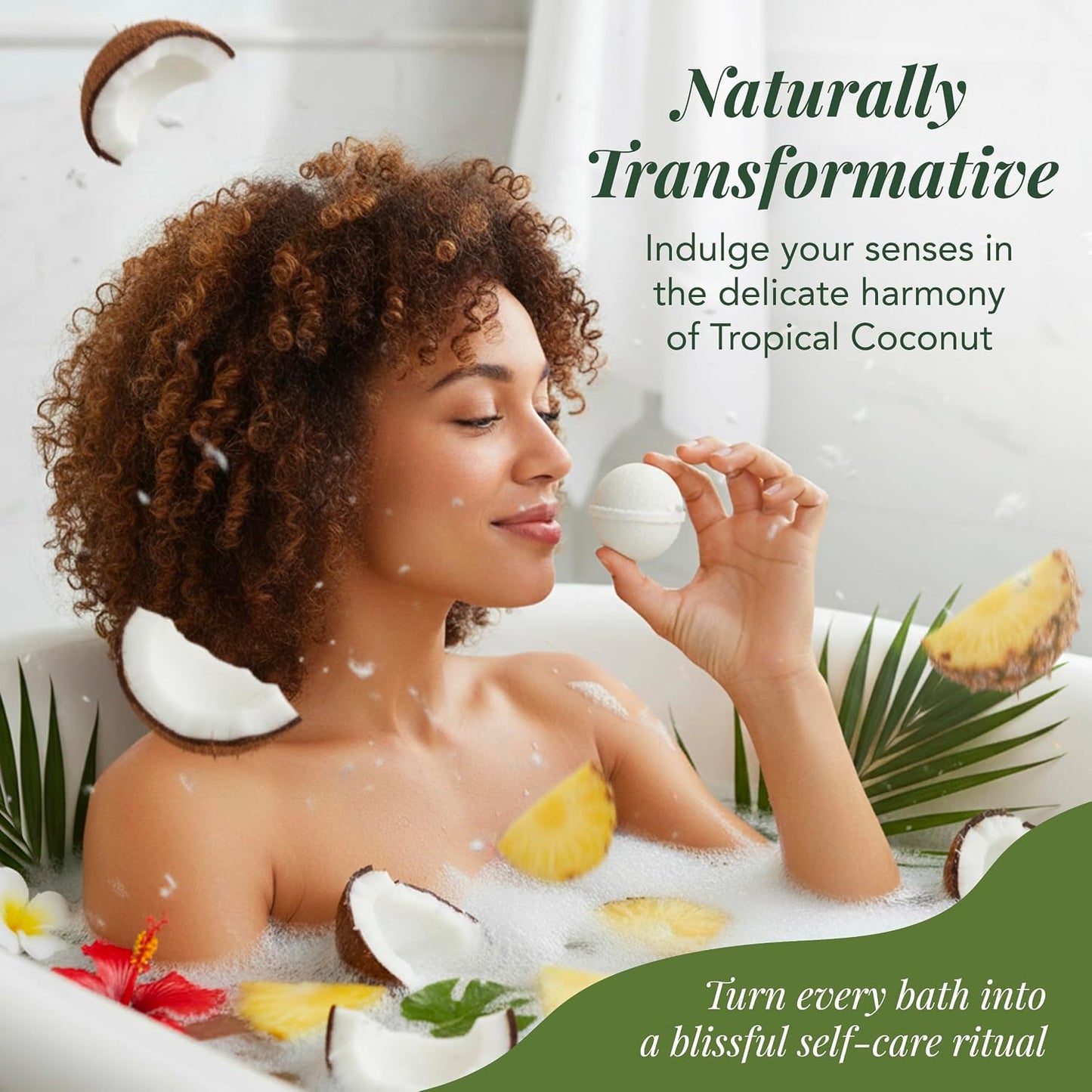 Saavy Naturals Bath Bombs – Relaxing Foaming Fizz Bubbles, Organic Bath Bombs for Women and Kids with Jojoba Oil - Gentle for Sensitive Skin - Made in USA - Tropical Coconut (1 Pack) - 12 oz