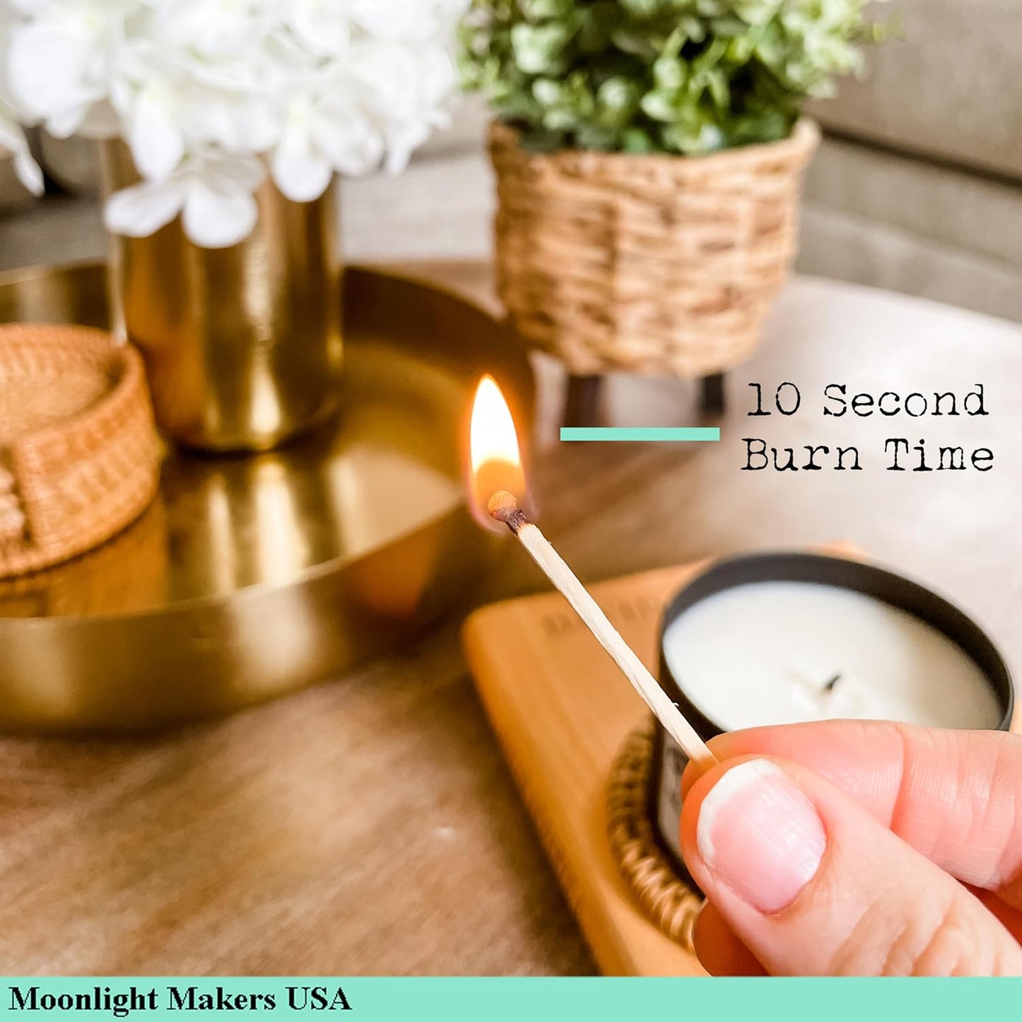 Set of 2 Small Premium Wooden Safety Matches in Glass Vial with Striker - 40 Wooden Matches, 1.9" Tall, Decorative Matches, Matches in a jar with Striker, Candle Accessories - Black (MV20x2)