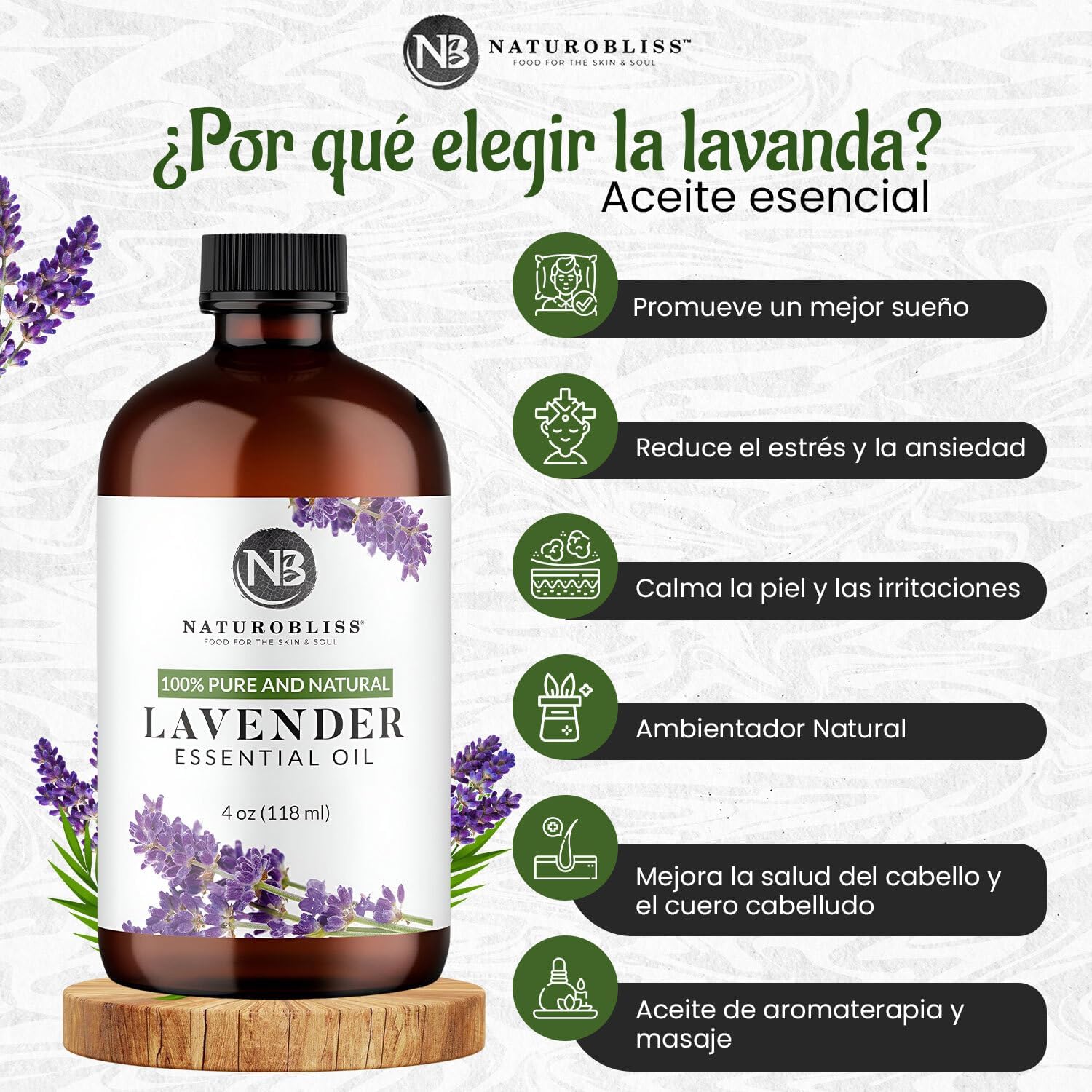 NaturoBliss Organic Lavender Essential Oil, 100% Pure Therapeutic Grade, Premium Quality, 1 fl. Oz / 30 ml - Perfect for Aromatherapy and Relaxation (30ml)