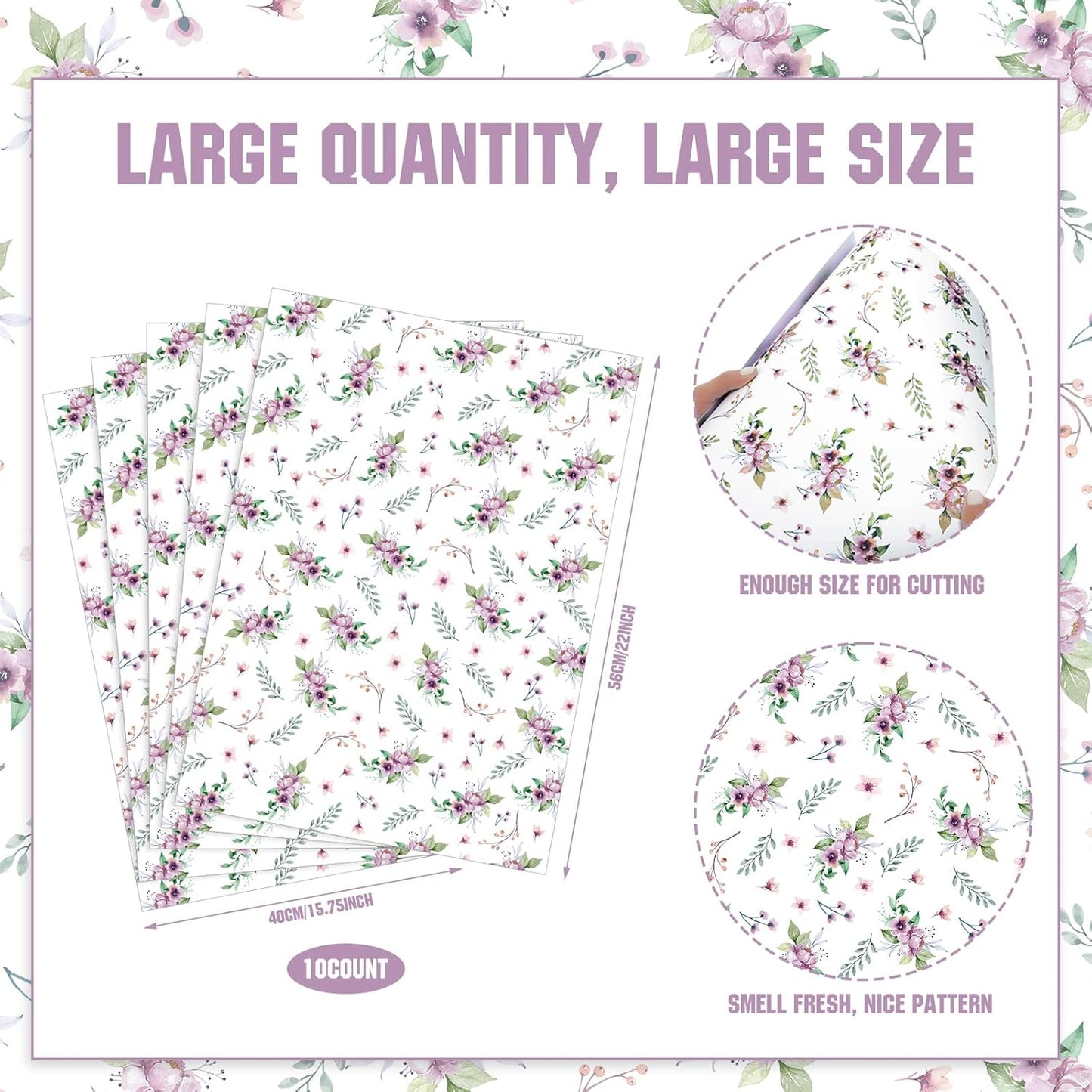 BBTO 10 Sheets Drawer Liners for Dresser, Non Adhesive Scented Drawer Paper Liners, 15.8 x 22 Inch, for Fragrant Home Shelf Closet Bedroom Cabinets(Floral Style)
