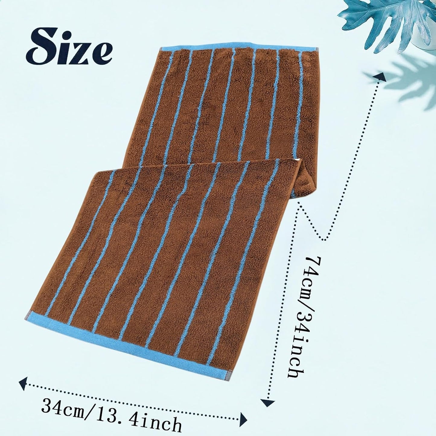 Soft Caramel-Striped Cotton Hand Towels Luxury Classical Striped Towels for Bathroom Absorbent & Quick Drying Face Towel for Shower Spa Gym Home, Coffee, 14 x 30 Inch
