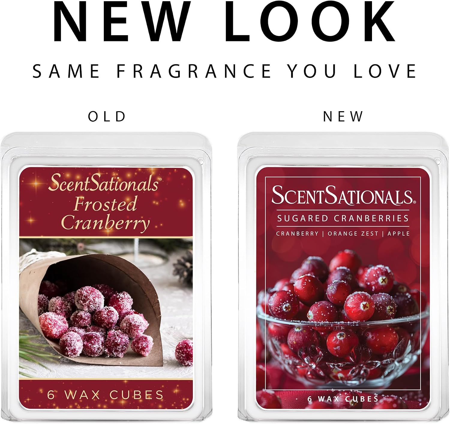 Scentsationals Sugared Cranberries Scented Wax Melts - Cranberry, Apple, & Orange Zest, 10oz (24 Cubes)