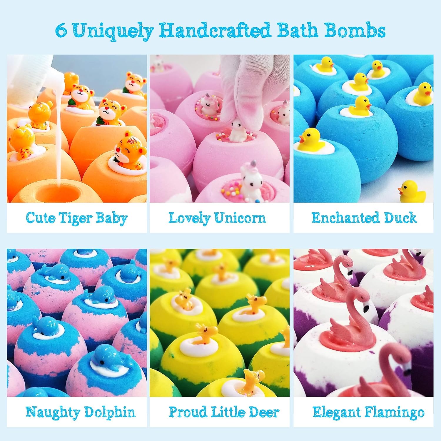 Aofmee Bath Bombs for Kids, Handmade Natural Kids Bath Bombs with Toy Inside, Shea Cocoa Butter Moisturize, Spa Fizzies Bath Bomb Kit, Birthday Christmas Holiday Gifts for Women, Girls, Boys