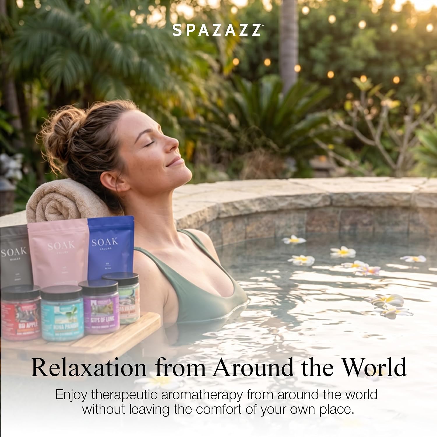 Spazazz Gift Bundle Set – 7oz Aromatherapy Mineral Bath Soak Variety & 4oz Destination Collection Bath Salts, Tumbler, Straws, Bath Salt Scoop & Mini Beach Ball – Relaxation Spa Gift Box Set
