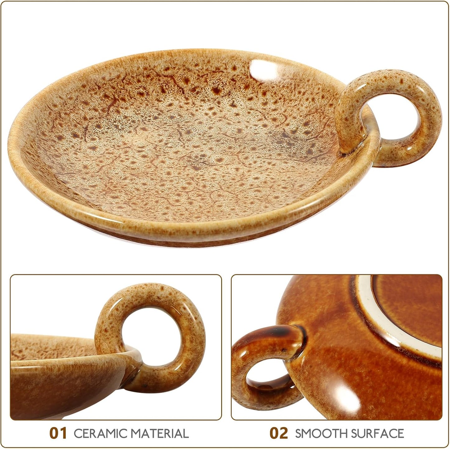 Veemoon Ceramic Candle Plate Decorative Round Candle Display Stand Aroma Holder for Indoor Home Decor Spa Meditation 5.70X4.92X1.77 Inches