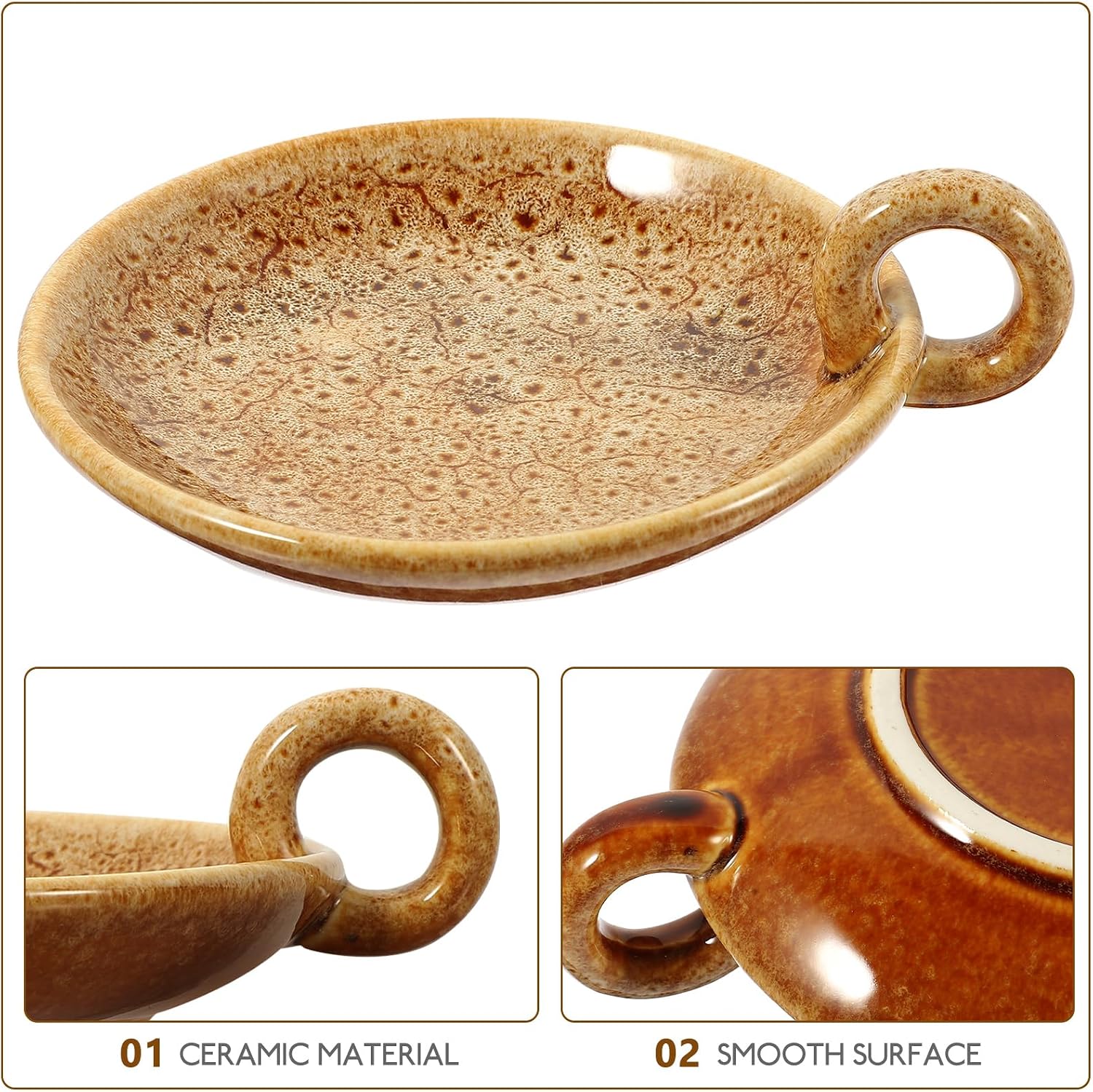 Veemoon Ceramic Candle Plate Decorative Round Candle Display Stand Aroma Holder for Indoor Home Decor Spa Meditation 5.70X4.92X1.77 Inches