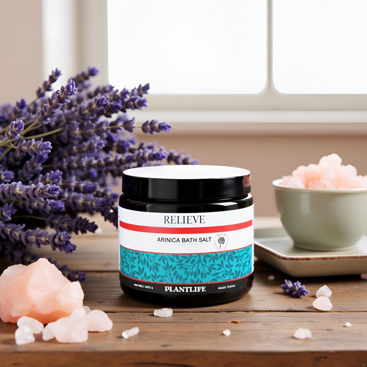 Plantlife Arnica Relieve Mineral Bath Salts - Made with Arnica and 100% Pure Essential Oils - Relieve Products are a Homeopathic Solution for Everyday Use - Works Quickly and Effectively - 16 oz