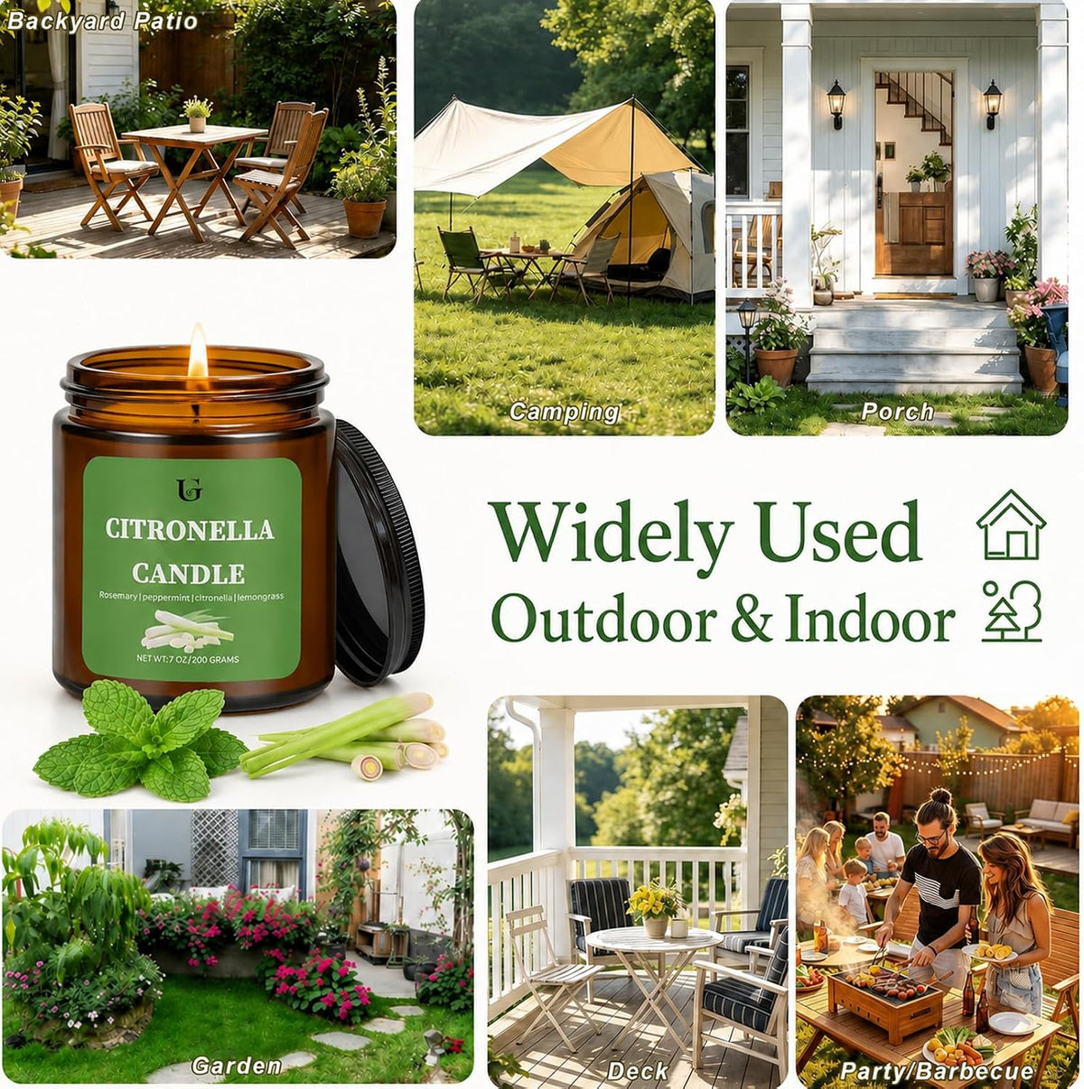 Citronella Candles Outdoor for Camping Patio Indoor Yard 7oz 1 Pack