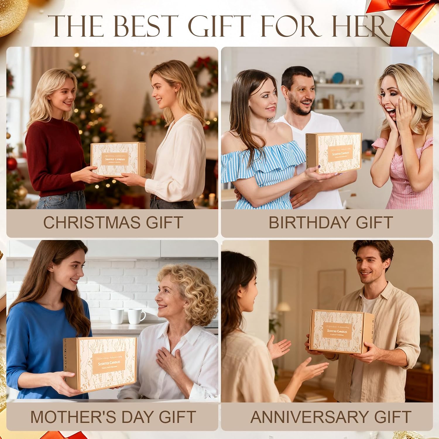 6 Pack Candles for Home Scented | Aromatherapy Candles Gift for Women,Soy Wax Long Lasting Jar Candles Gift Set for Women Christmas,Birthday,Mother's Day,Anniversary Present