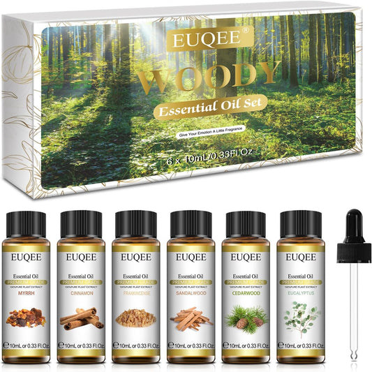 EUQEE 6PCS Woody Essential Oils Set for Diffuser