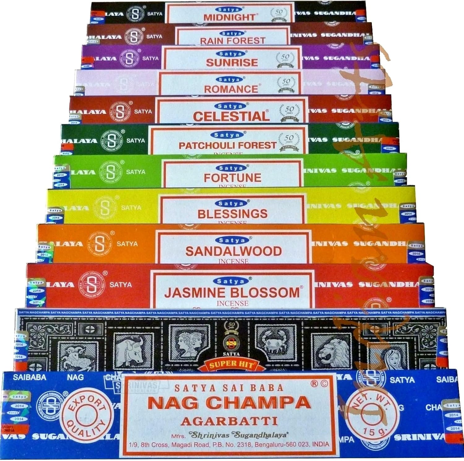 Satya Premium Incense Sticks Assorted Set, 12 Packs, 180 Sticks, for Meditation, Aromatherapy, Yoga