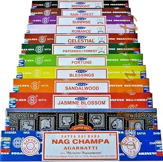 Satya Premium Incense Sticks Assorted Set, 12 Packs, 180 Sticks, for Meditation, Aromatherapy, Yoga