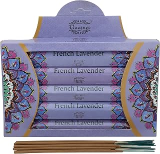 Raajsee Lavender Incense Sticks 15 Sticks x 5 Pack -100% Pure insense Organic Natural- Hand Rolled Free from Chemicals -incent Stick Perfect for Church Aromatherapy, Stress Relief, Meditation