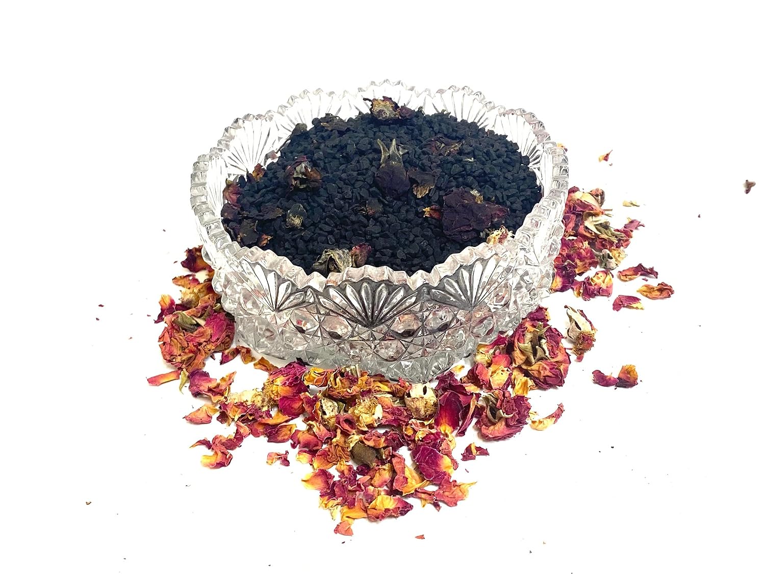 Black Lava & Roses Bath Salt - Hiwa Kai Hawaiian Sea Salt w/Activated Charcoal, Sweet Orange Essential Oil, Rose Petals