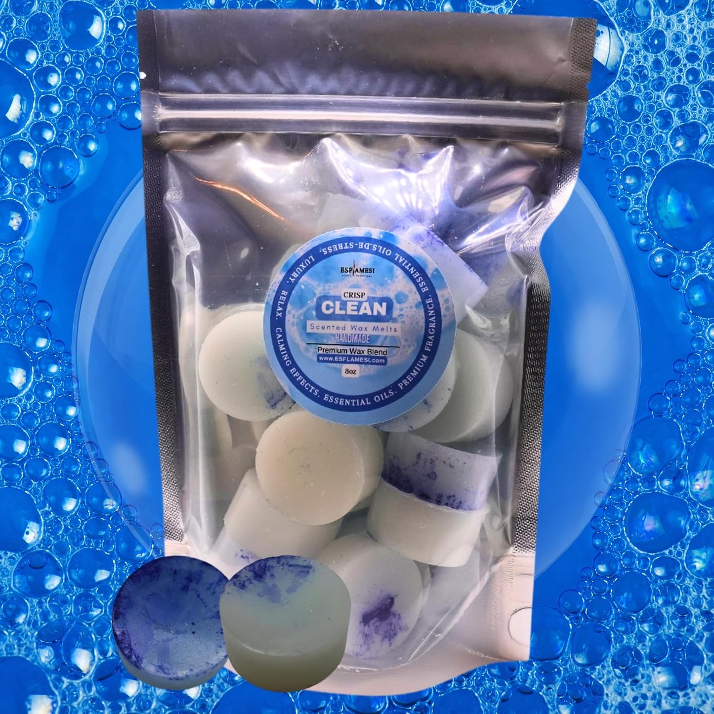 Scented Wax Melts | Crisp Clean Scent | Strongly Scented | Handmade | Large Wax Melts | Home Fragrance Gifts | USA Made | 8oz Bag