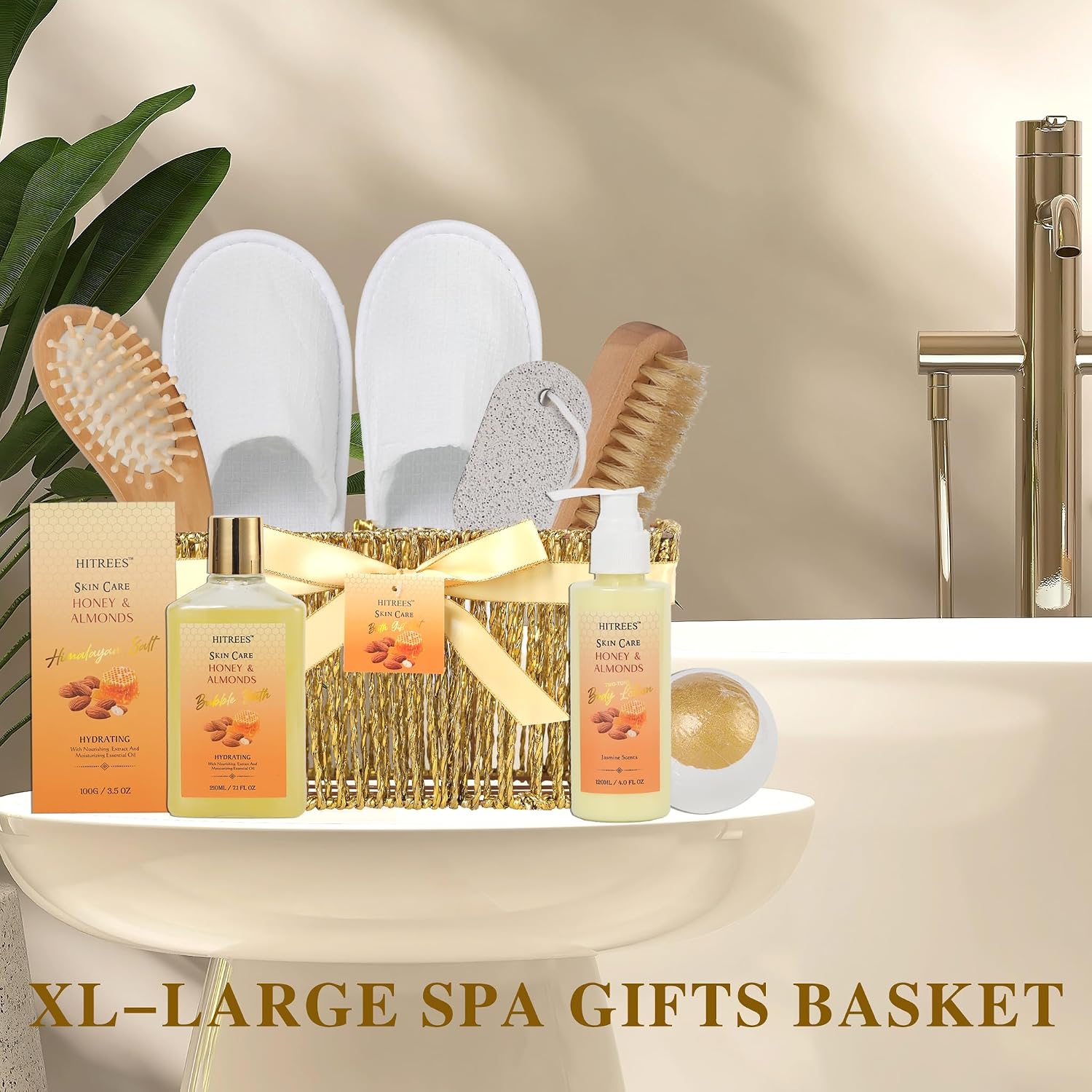20Pcs Valentines Day Gifts for Women, Honey & Almond Milk Bath & Body Gift Basket, Face Skin Care Kit, Home Spa Gift Set, Self-Care Kit, gold bomb, Birthday, Christmas, Mother Day, Anniversary