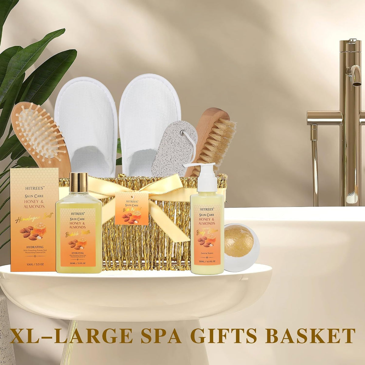 Gift Basket for Women, 18Pcs Honey Almond Milk Bath and Body Gift Basket
