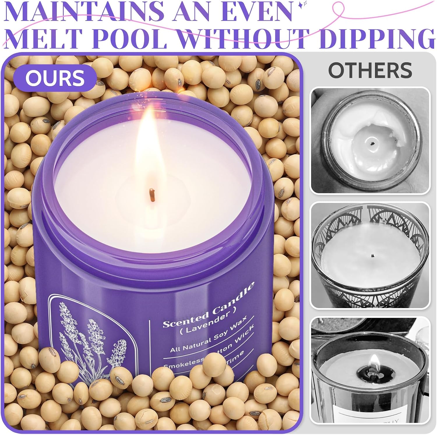 WarmEmbrace Lavender Scented Candles for Women, 7.5 oz Highly -Scented Soy Candle for Home Scented, Birthday Mothers Day Gifts for Mom, Housewarming Gift