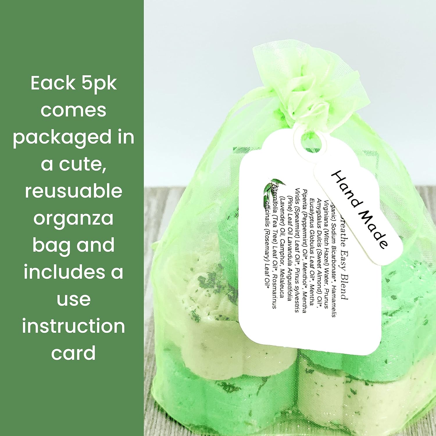 Breathe Easy Aromatherapy Shower Bombs (5PK XTRA STRENGTH) – Menthol, Peppermint, Rosemary Essential Oils – Ease Sinus, Colds, Cough, Congestion – Spa Christmas Gift (No Shower Bomb Bag)
