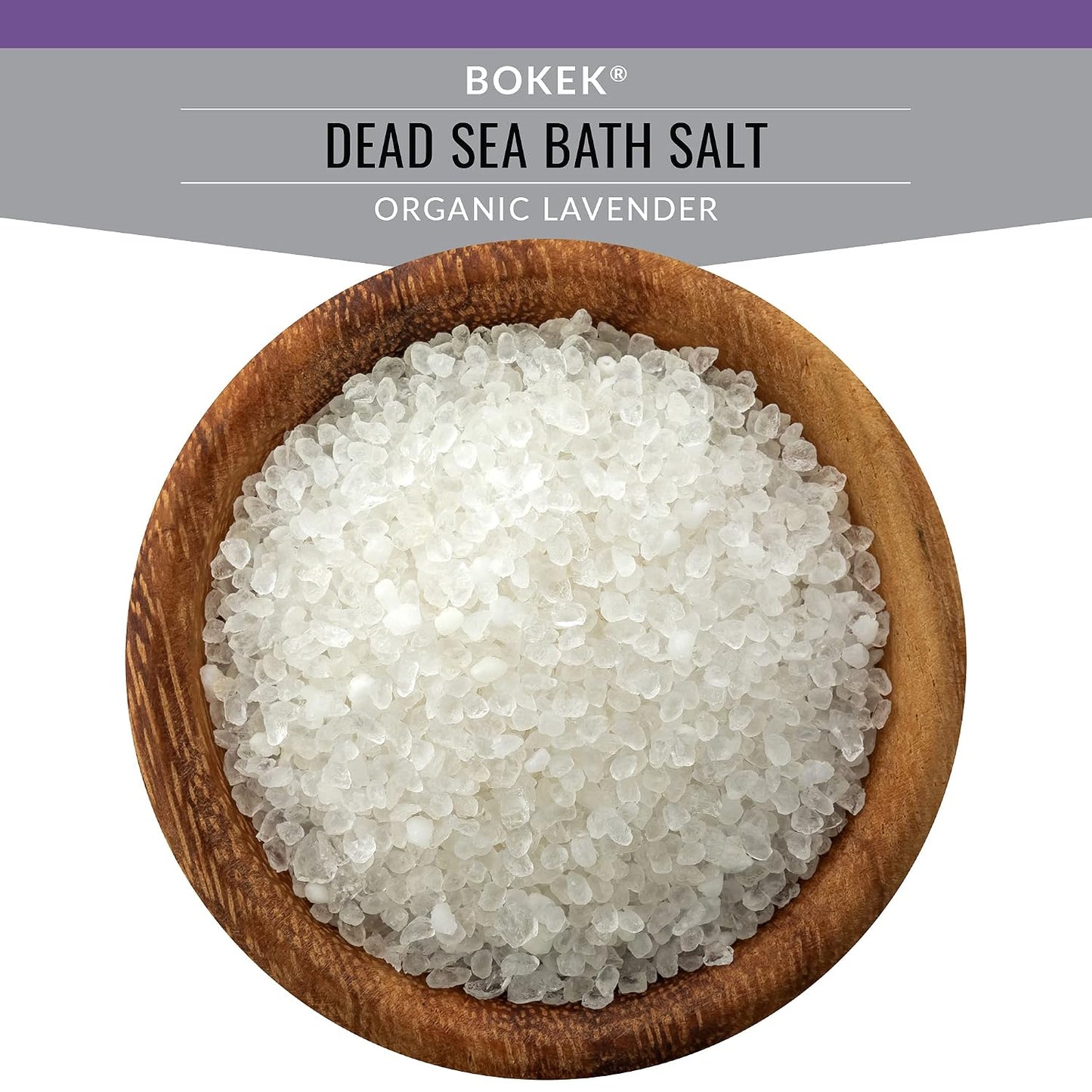 Bokek Bokek Organic Lavender Bath Salt, Dead Sea Salt Scented With Certified Organic Essential Oil, 20 Ounce Jar, White, Lavender, 20 ounces