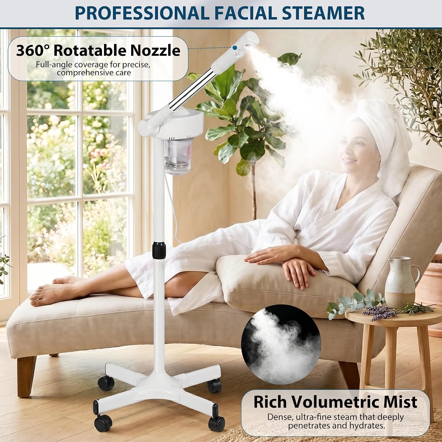 Nova Microdermabrasion Professional Facial Steamer On Wheels Ionic Ozone with Hot Mist Function Stand Facial Steamer for Personal Home Salon Spa Skin Cleaning #2
