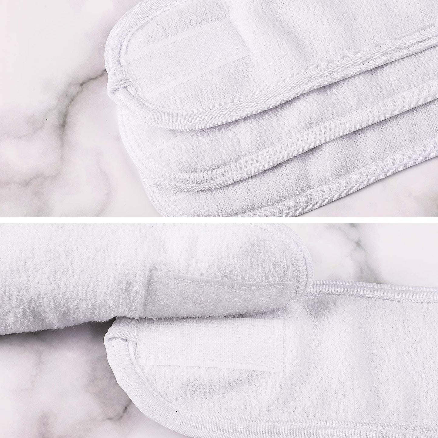 Whaline Spa Facial Headband Head Wrap Terry Cloth Towel, 4 Counts, White | Stretch, for Bath Makeup and Sport