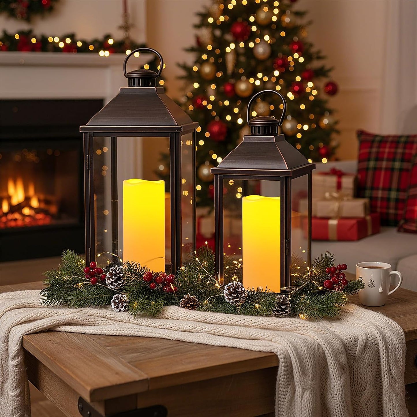 Amagic 2 Pack 10" x 4" Outdoor Plastic Electric flameless Candles with Remote Control and Timer, Battery Operated Flickering LED Pillar Fake Candle for Home, Wedding Decor, Ivory