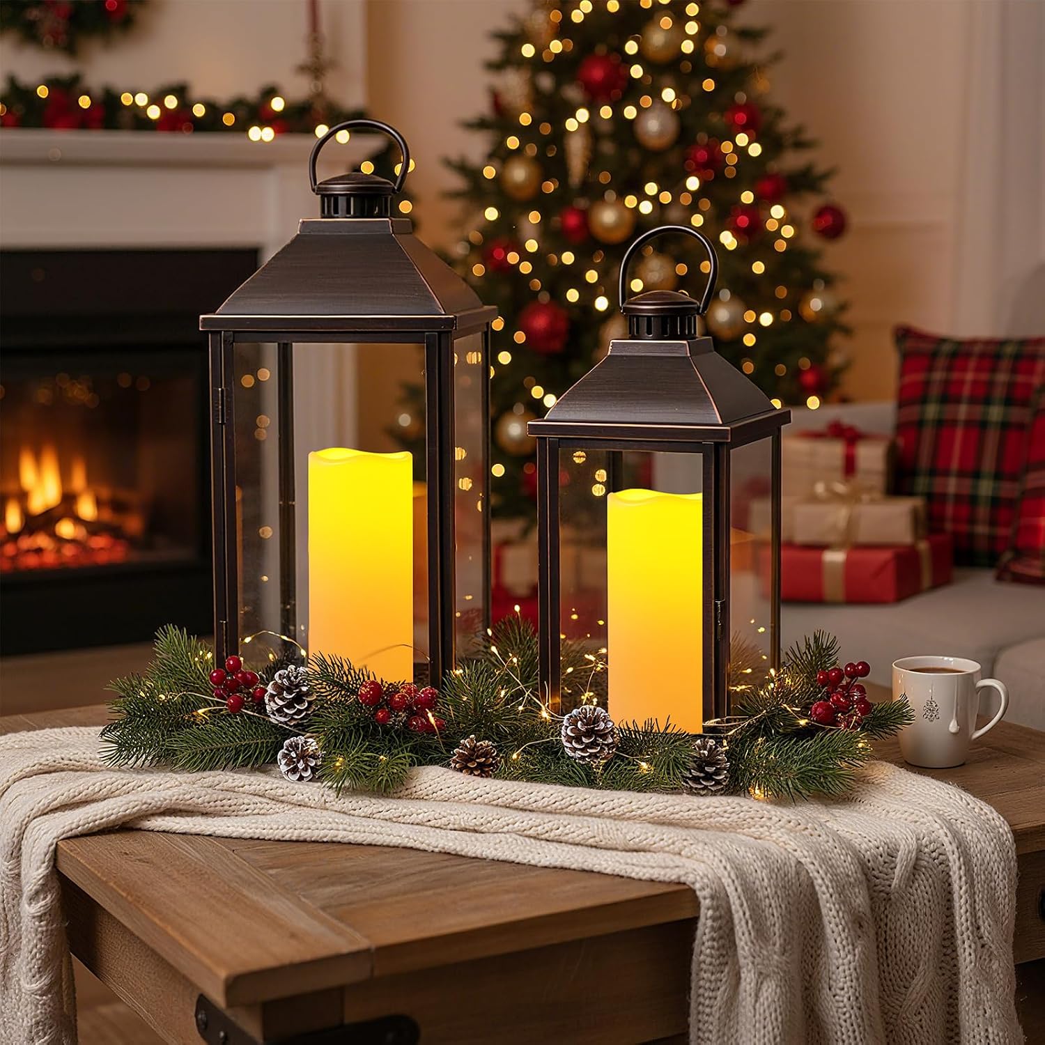 Amagic 2 Pack 10" x 4" Outdoor Plastic Electric flameless Candles with Remote Control and Timer, Battery Operated Flickering LED Pillar Fake Candle for Home, Wedding Decor, Ivory