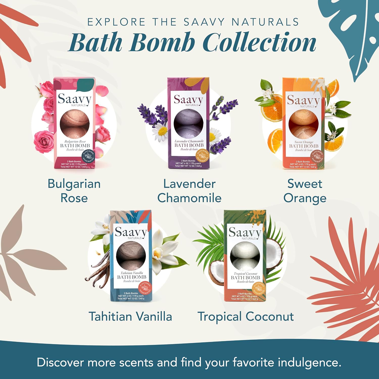 Saavy Naturals Bath Bombs – Relaxing Foaming Fizz Bubbles, Organic Bath Bombs (Pack of 1, 12 Ounce, Tahitian Vanilla)