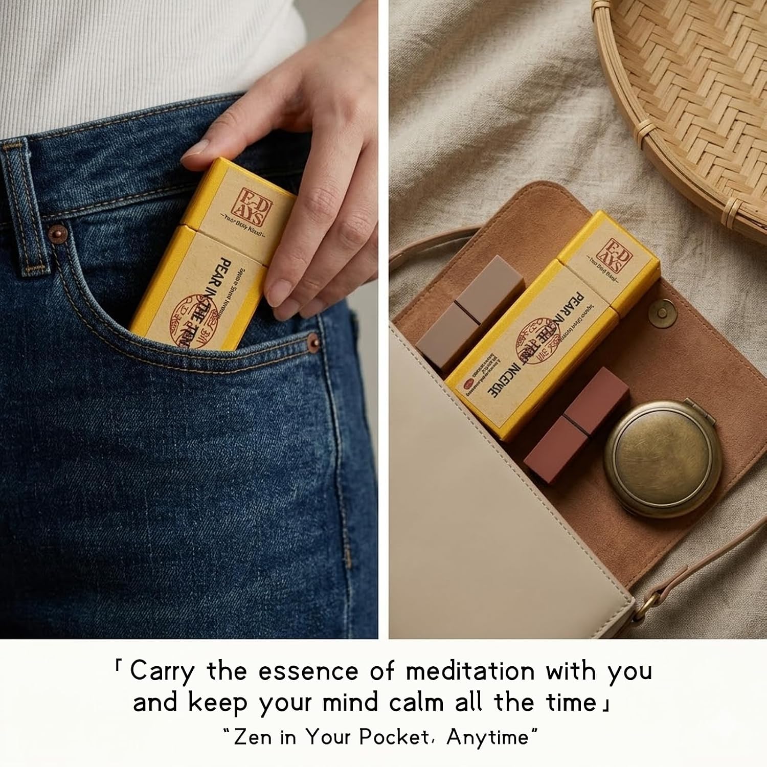 Square Incense Sticks - Goose Pear Tent Incense in Small Box Ancient Chinese Imperial Formula 60g (Approx. 81 Sticks, 10.5cm, 30 Min Burn Time) Aromatherapy for Sleep, Relaxation, Home