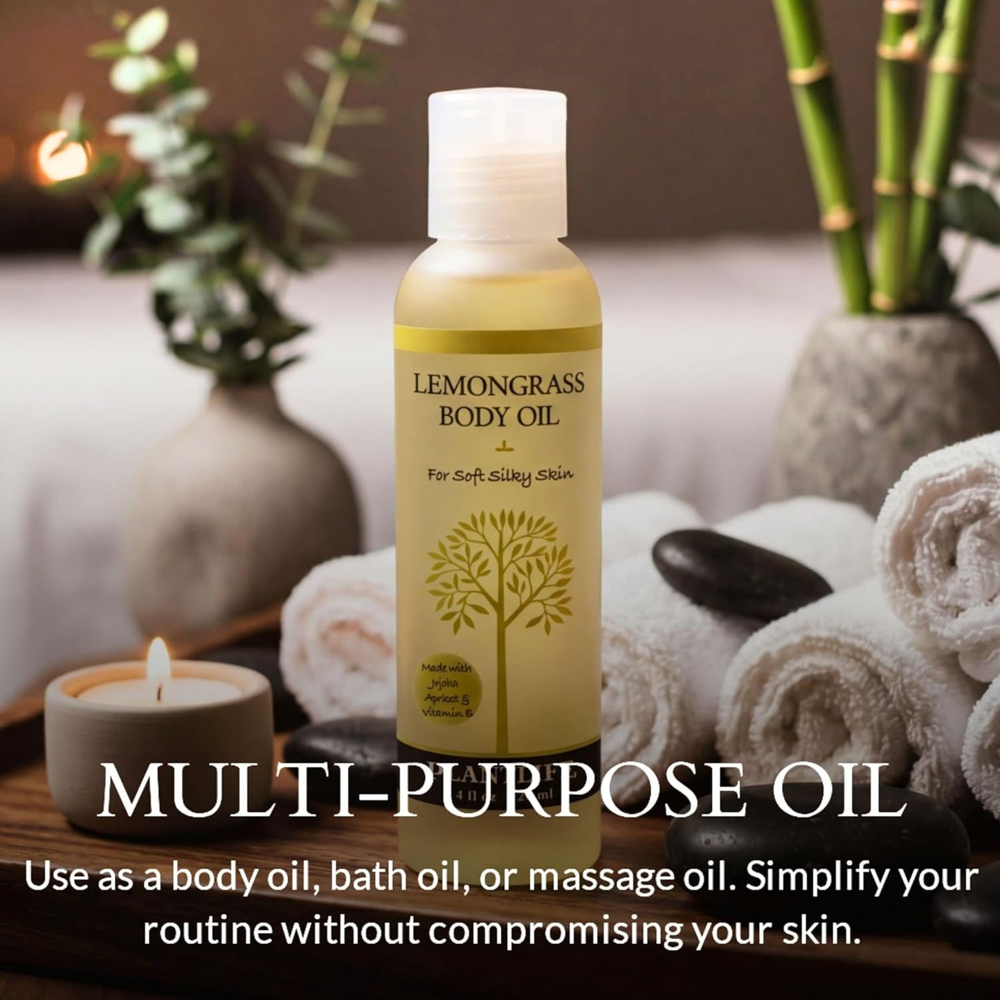 Plantlife Lemongrass Body Oil - Moisturizing Natural Body Oil for All Skin Types - Nourishing Dry Skin and Making It Feel Soft and Silky for Women & Men - Bath, Body & Massage Oil - 4oz