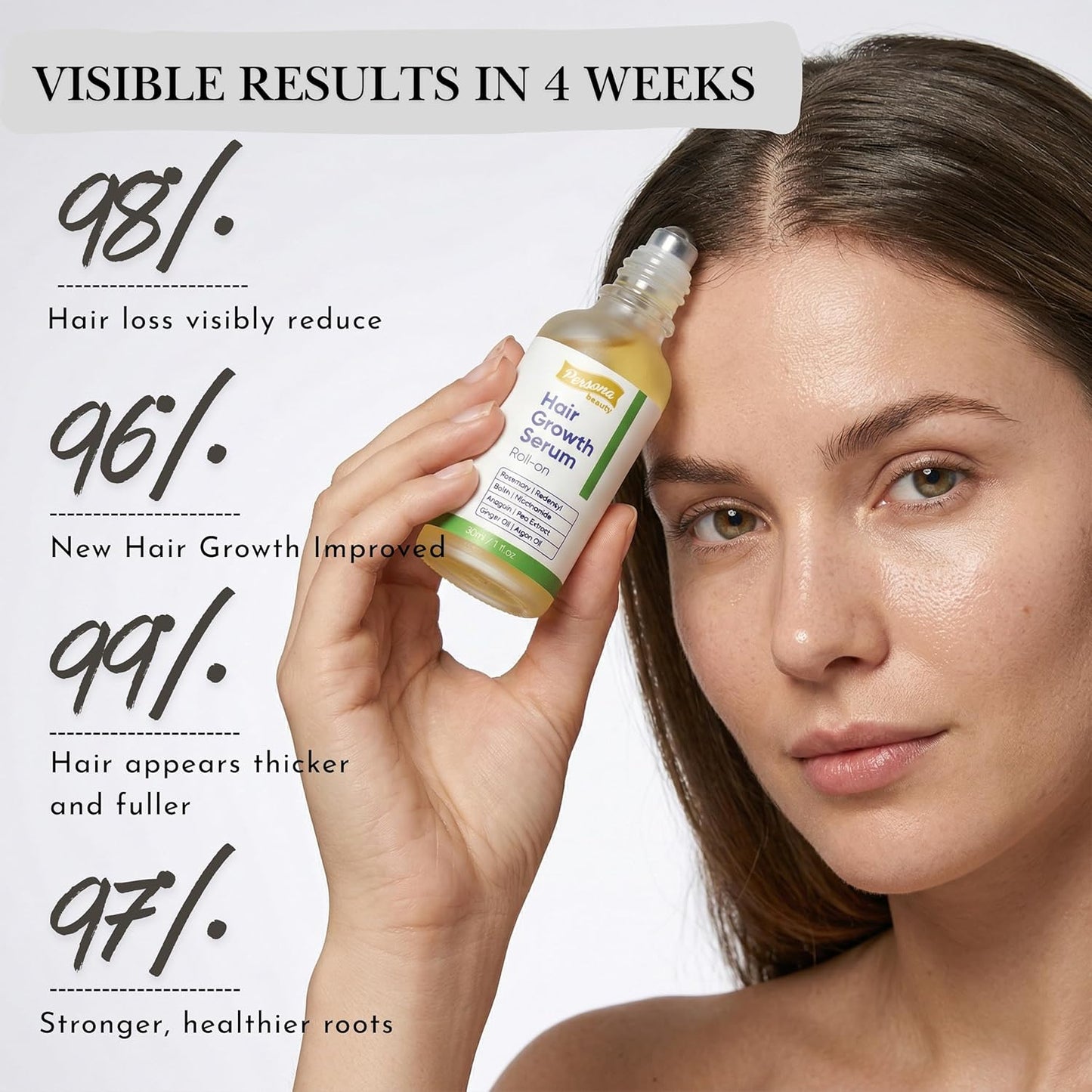 Hair Growth Serum Roll On, Scalp Roller Serum with Precision Applicator for Men and Women, Non-Greasy Formula, Supports Healthier Looking Hair, Targets Thin Edges, Bald Spots & Weak Roots 30ml