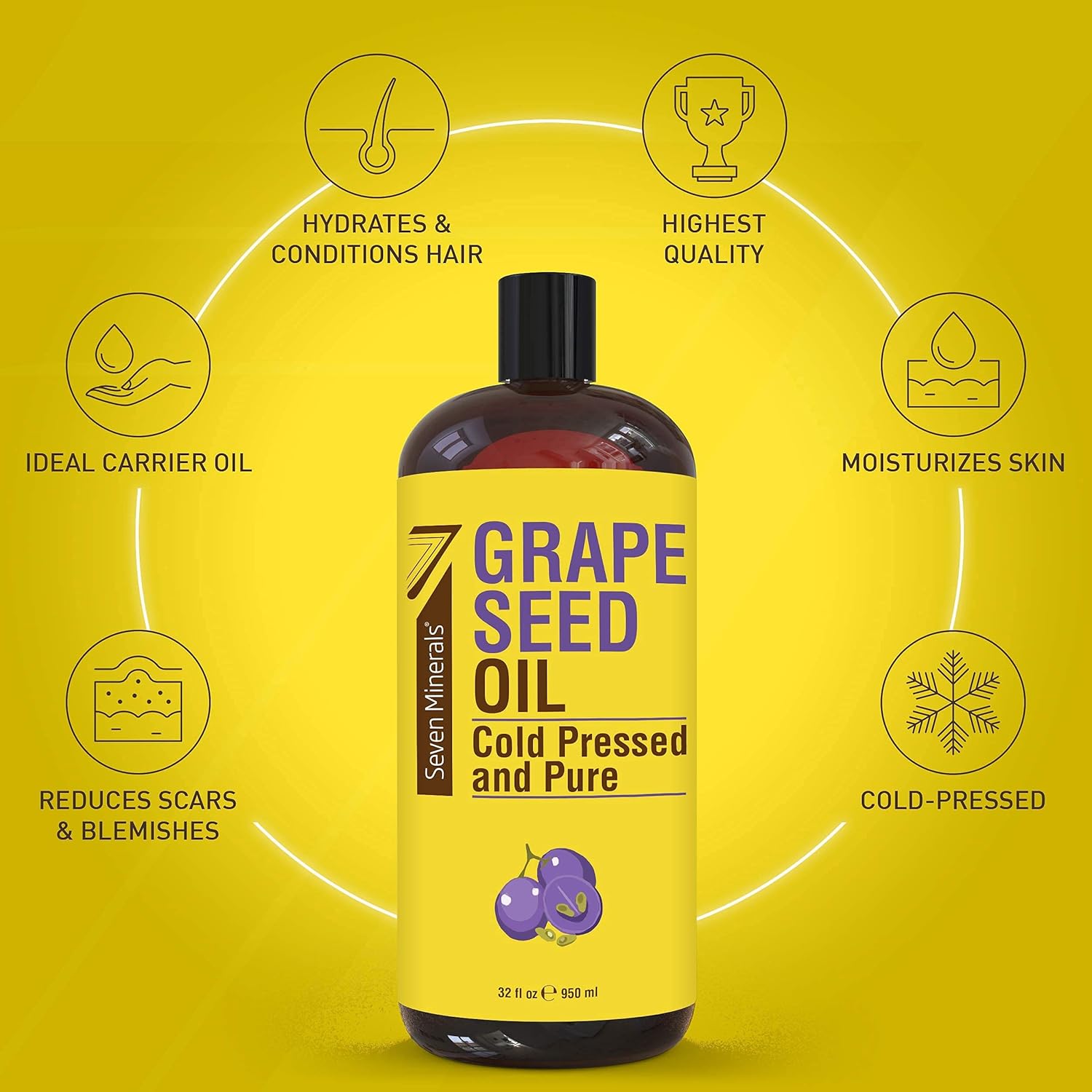 Seven Minerals Pure Fractionated Coconut Oil & Pure Grapeseed Oil